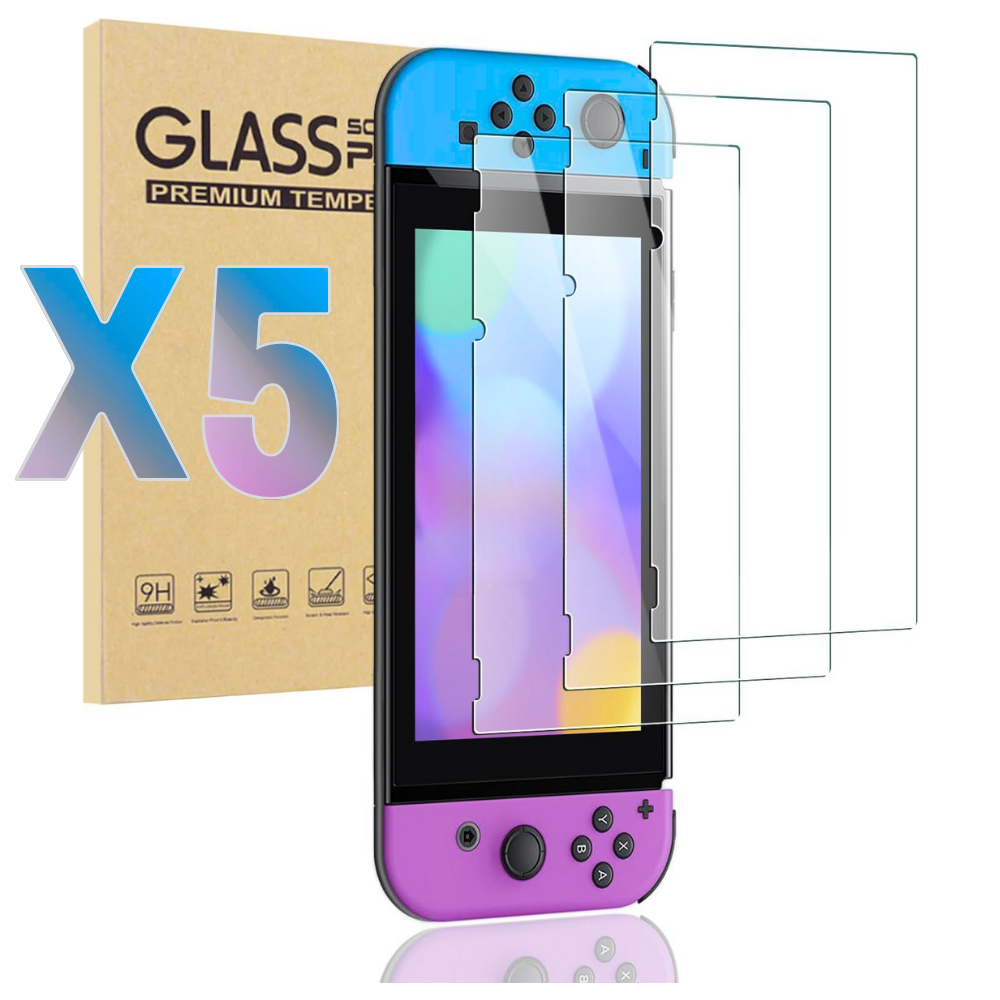 Lamina De Vidrio para Nintendo Switch Pack De 5 Unidades