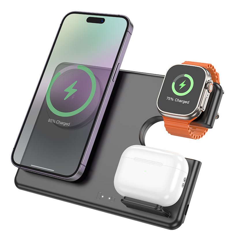 Cargador Inalámbrico 3 En 1 Compatible Con iPhone AirPods Apple watch Hoco CQ1