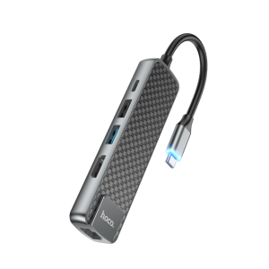 Adaptador Tipo C 5 En 1 Hdmi Rj45 Usb 3.0 Pd Hoco Hb23